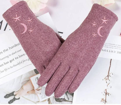 Embroidered Winter Women Gloves