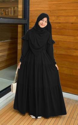 Casual Comfortable Firdous Fabric Burqa Abaya For Women Nida Matte Self Design Abaya With Hijab