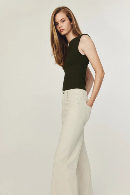 Wide twill trousers