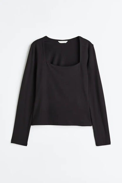 Long-sleeved jersey top