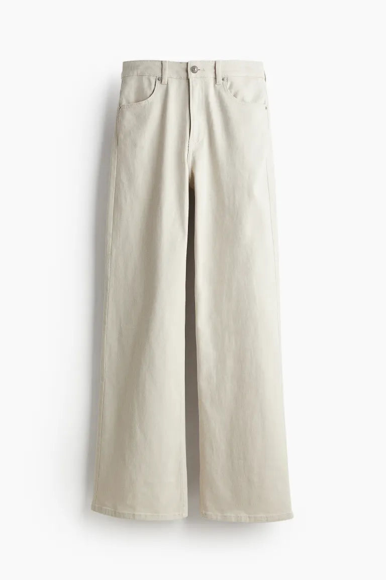 Wide twill trousers