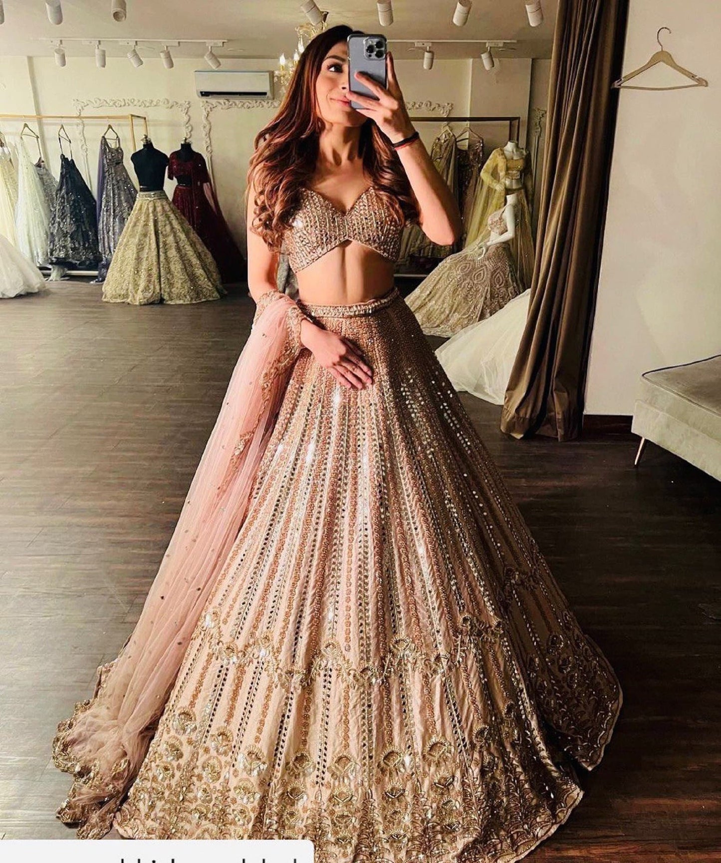 Sabyasachi Satin Silk Zigzag Printed Bridal Bollywood Lehenga Choli