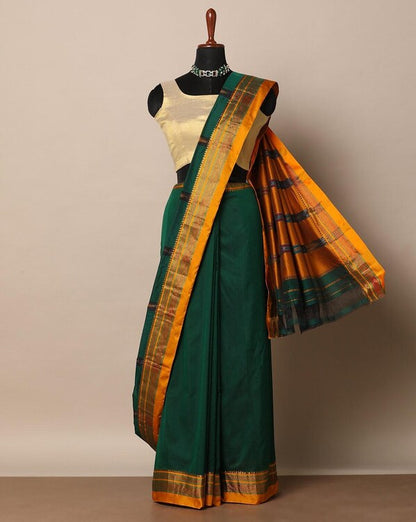 Indie Picks Ilkal Mercerised Cotton Saree with Chikki Paras Border & Topi Pallu