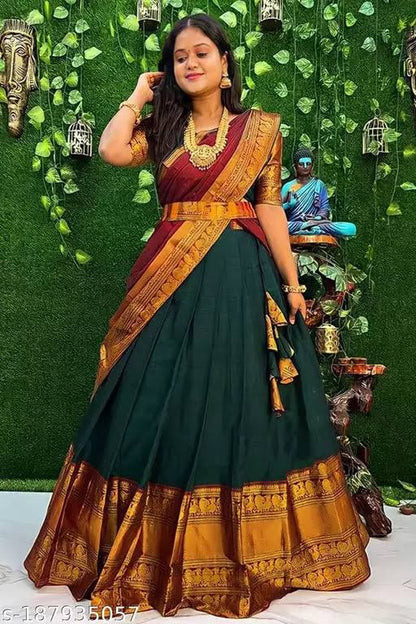 Wedding Wear Kanjivaram Green Silk Lehenga Choli