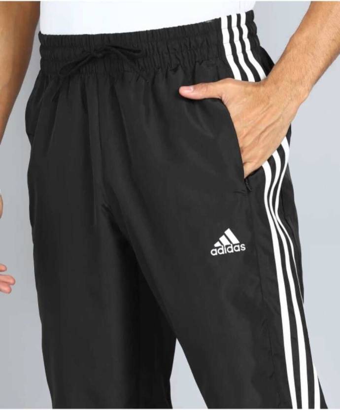 Men Striped Black Track Pants