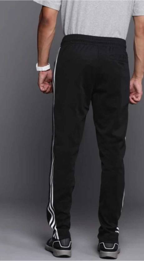 Men Striped Black Track Pants