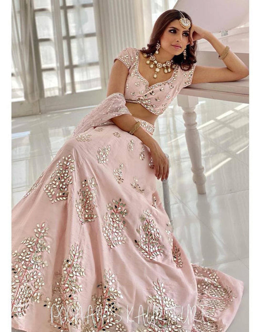 Light Pink Banglory Embroidery Lehenga Choli