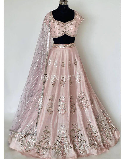 Light Pink Banglory Embroidery Lehenga Choli