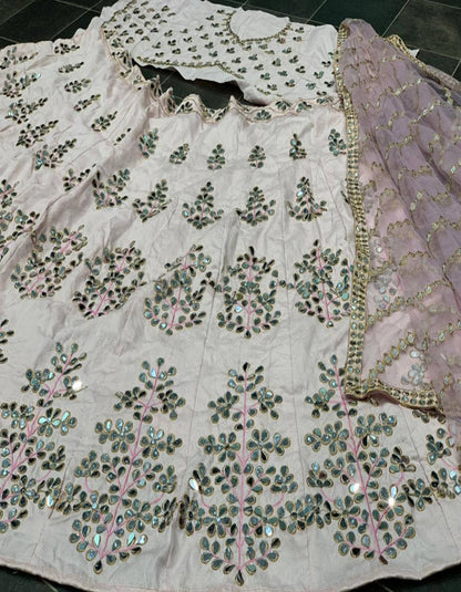 Light Pink Banglory Embroidery Lehenga Choli