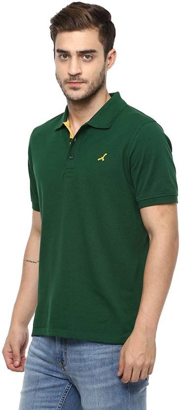 Men Solid Polo Neck Modal Green T-Shirt