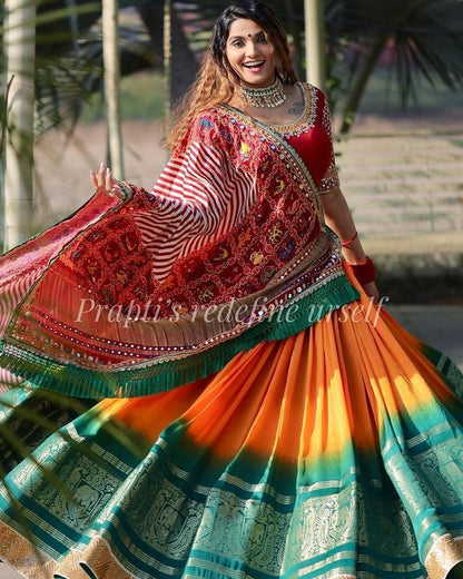 Attractive Multi Color Embroidery Work Lehenga Choli Designs