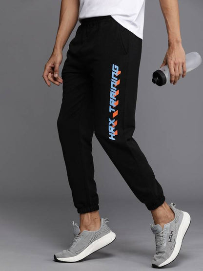 Men Self Design Black Track Pants