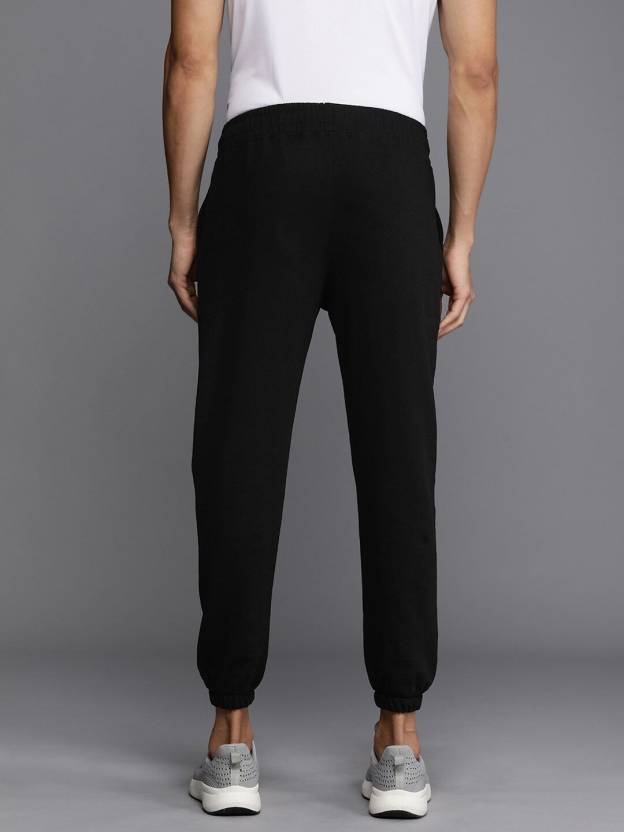 Men Self Design Black Track Pants