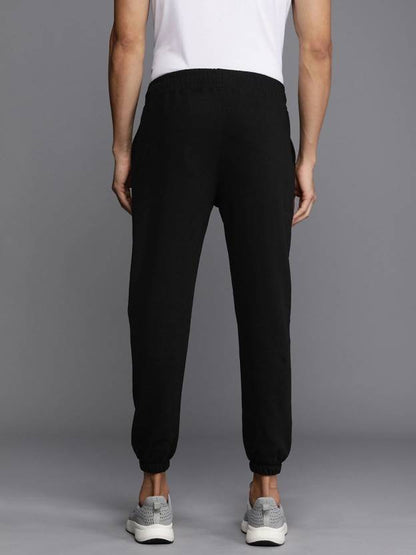 Men Self Design Black Track Pants