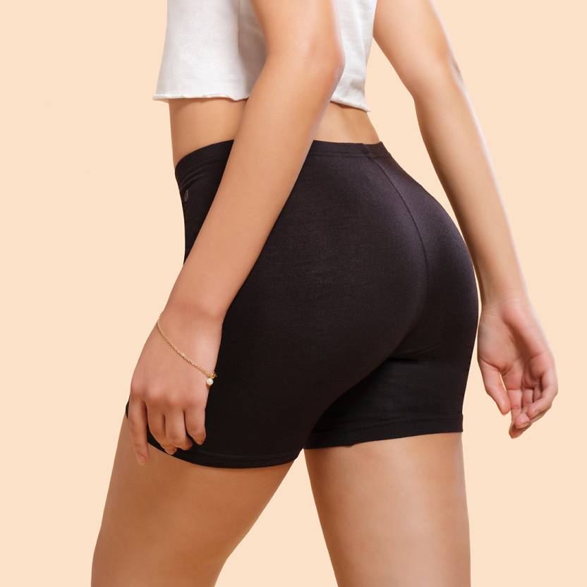 Solid Women Black Cycling Shorts