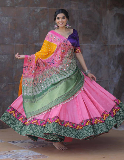 Pink Silk Digital Printed Wedding Wear Lehenga choli 