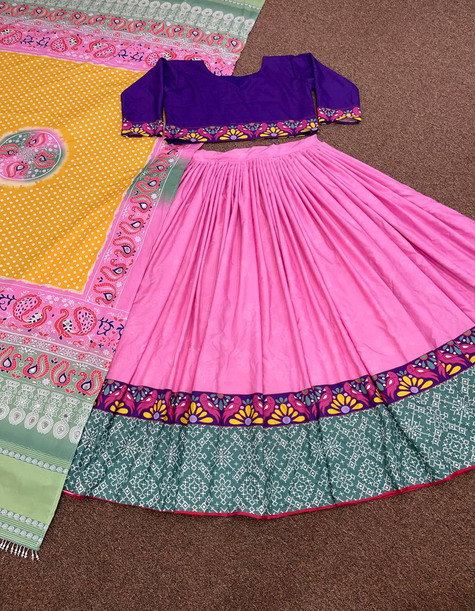 Pink Silk Digital Printed Wedding Wear Lehenga choli