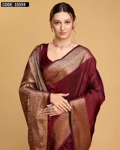 Maroon color soft kanchipuram silk saree with zari weaving work