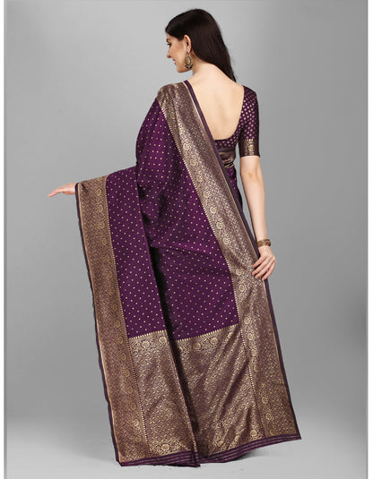 Designer Purple Jacquard Work Saree