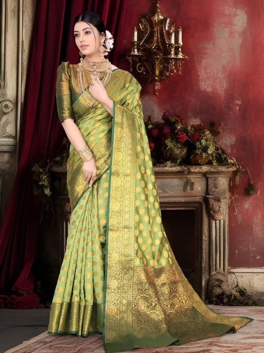 Ethnic Motifs Zari Silk Kanjeevaram Saree