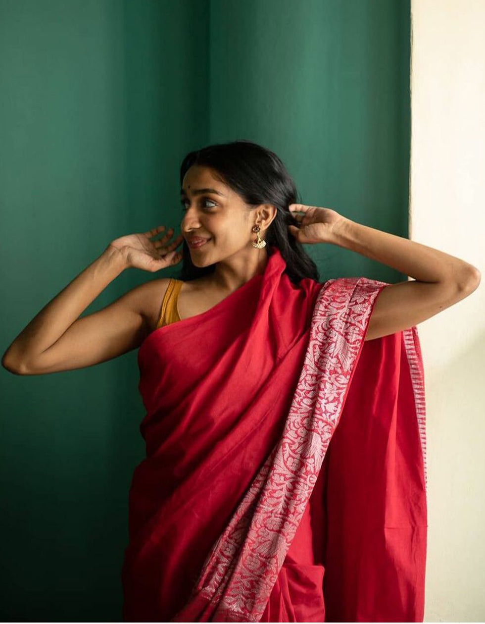 Red Pure Banarasi Silk Wedding Wear Saree