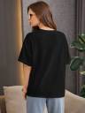 Women Self Design Round Neck Wool Blend Black T-Shirt