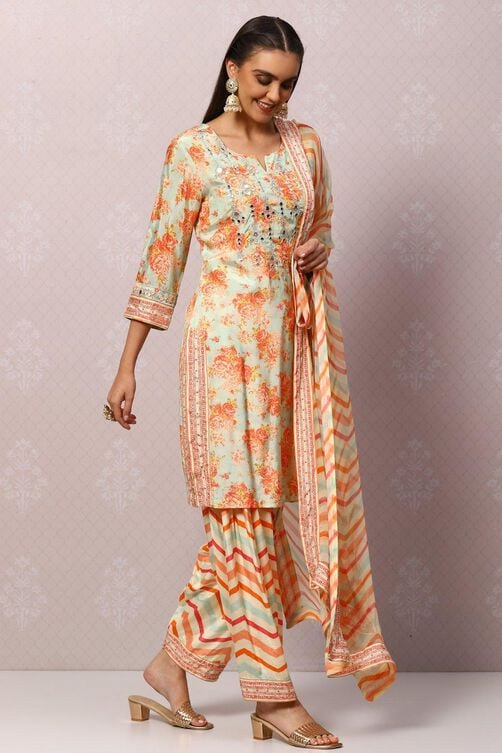 VISCOSE STRAIGHT KURTA SALWAR PANTS SUIT SET