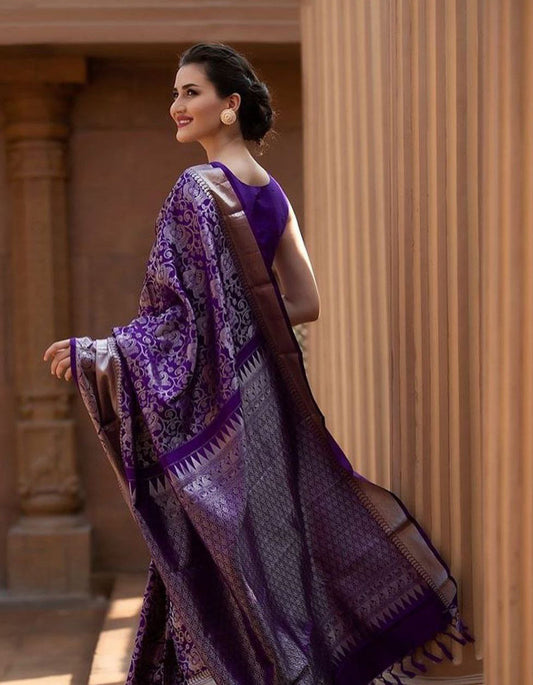 Purple Lichi Silk Saree