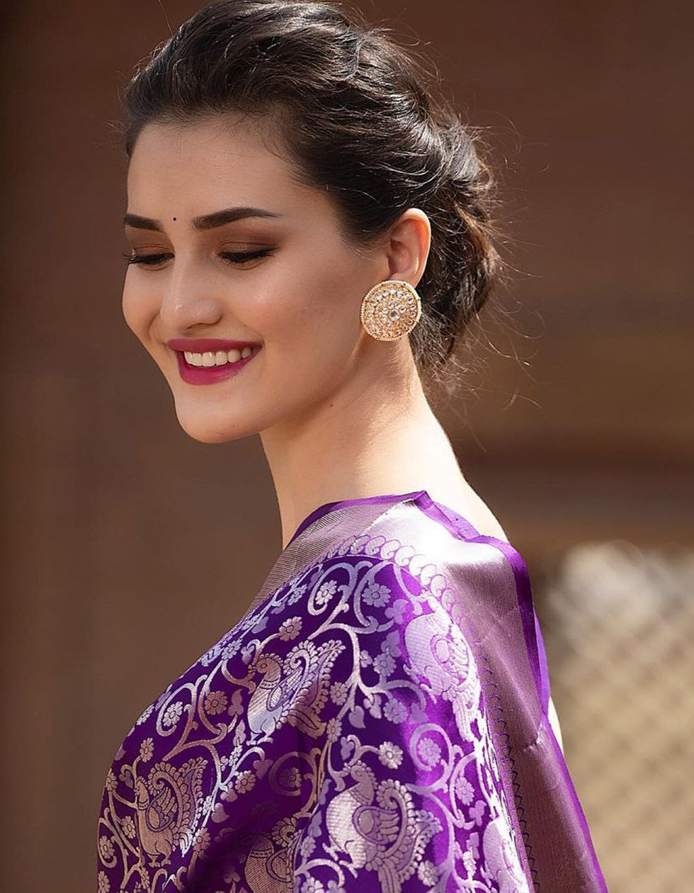 Purple Lichi Silk Saree