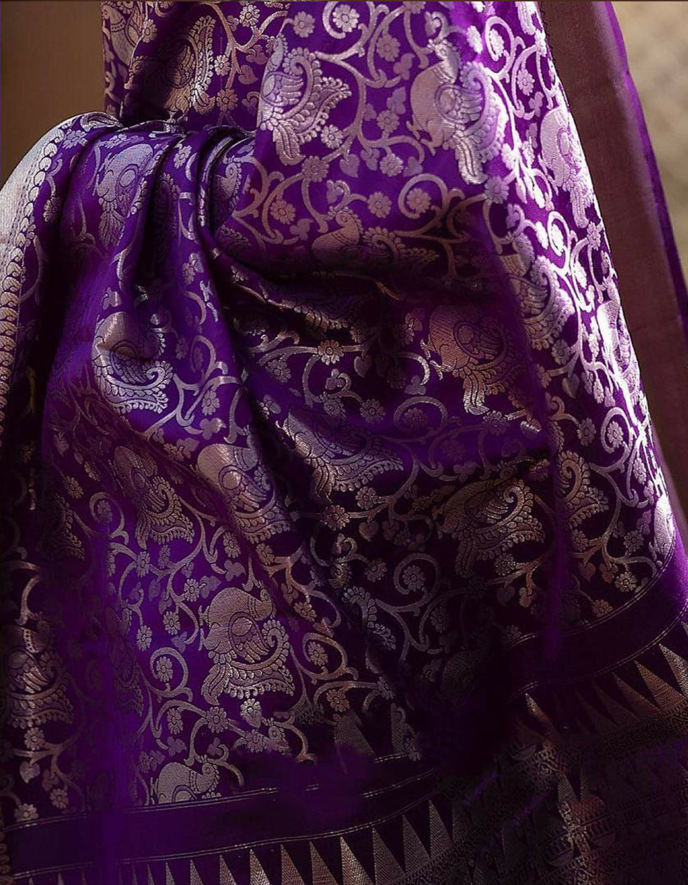 Purple Lichi Silk Saree