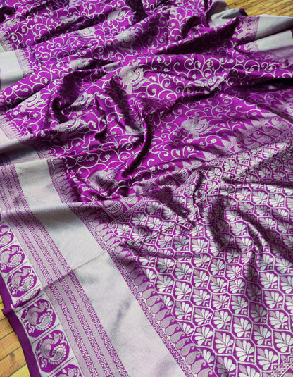 Purple Lichi Silk Saree