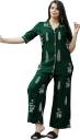 TRINABH  Women Shirt & Pyjama set Green Floral Print