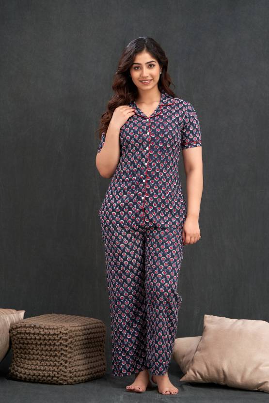 Women Shirt & Pyjama set Multicolor Printed