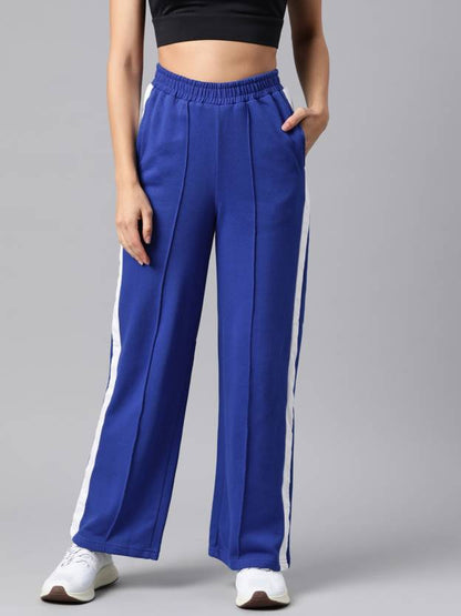 Women Solid Blue Track Pants