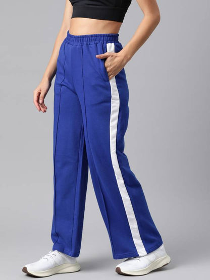 Women Solid Blue Track Pants