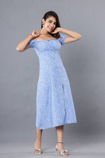 Women Fit and Flare Light Blue Dress