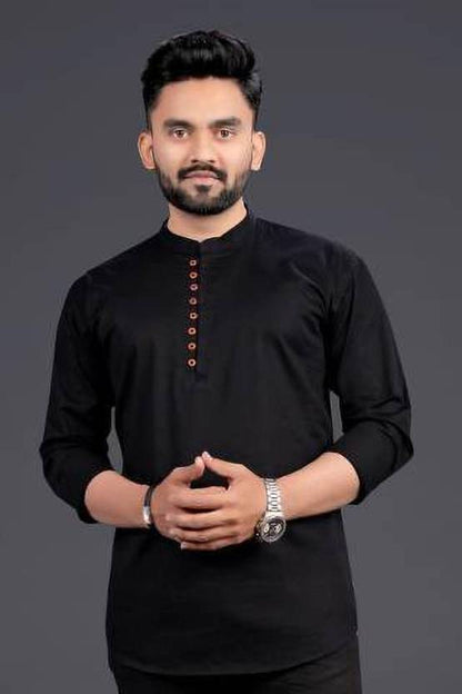 Men Solid Cotton Silk Straight Kurta