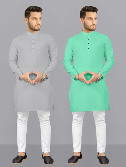 Pack Of 2 Solid Kurta Pyjama Sets