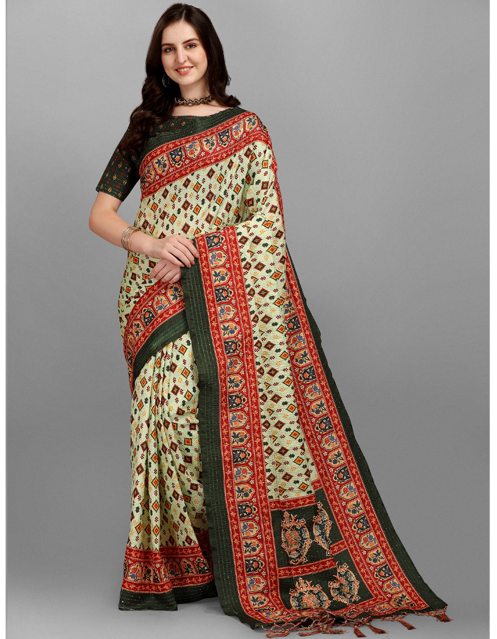 Beige Dola Digital Printed Casual Wear Saree