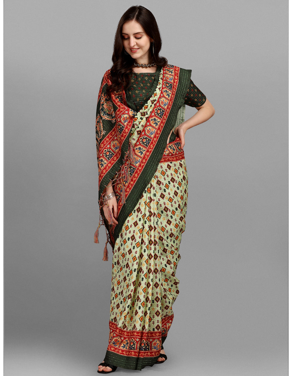 Beige Dola Digital Printed Casual Wear Saree