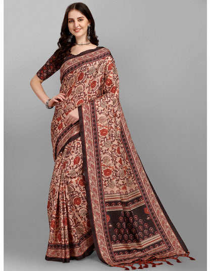 Beige Dola Digital Printed Saree 