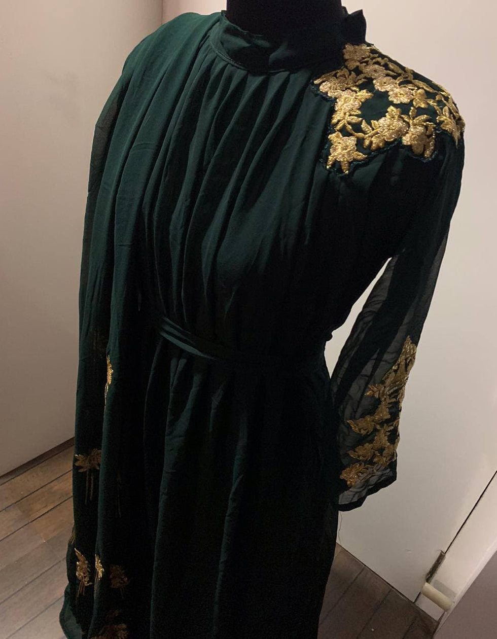 Dark Green Georgette Embroidery Bollywood Wear Gown