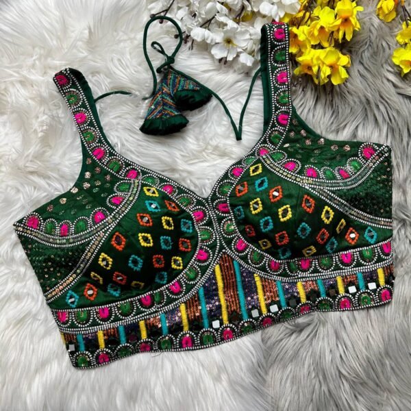 Party Wear Embroidery Green Blouse