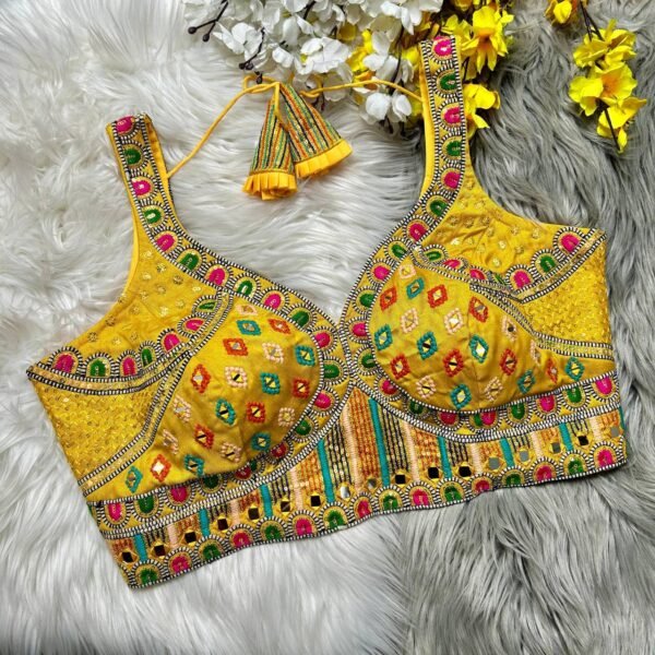 Designer Embroidery Yellow Blouse