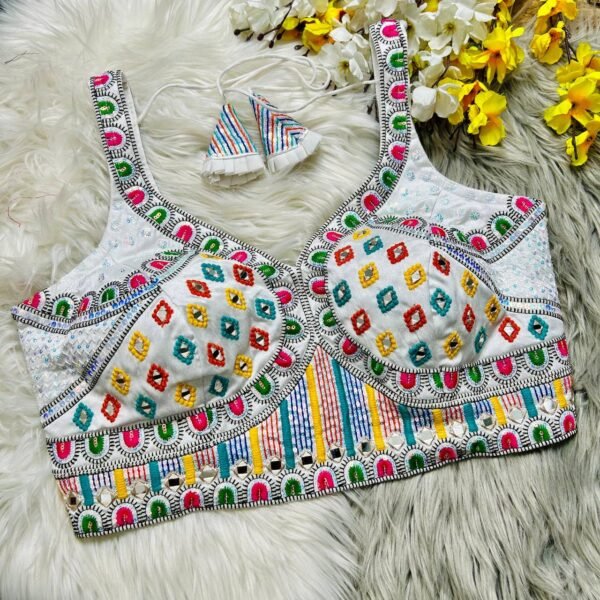 Designer Embroidery White Blouse