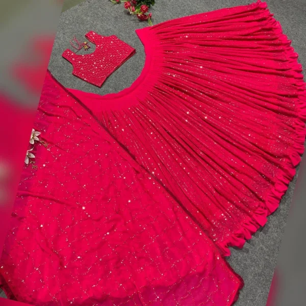 Georgette Wedding Wear Pink Lehenga Choli - Image 2