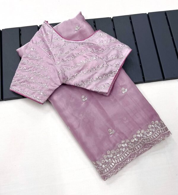 Designer Zimmy Choo Silk Lavender Saree