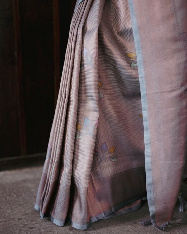 Designer Banarasi Soft Silk Gray Saree - Image 5