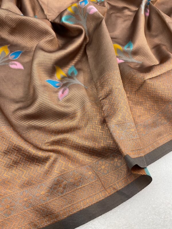 Designer Banarasi Soft Silk Gray Saree - Image 9