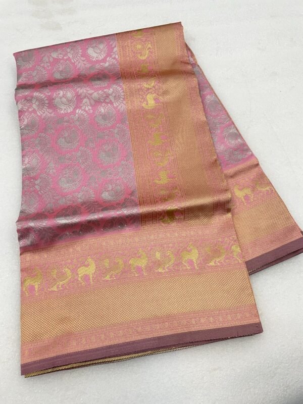 Festival Wear Jacquard Light Pink Saree - Image 7